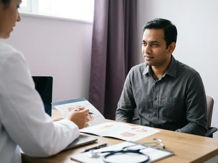 A man in a private consultation with a doctor (illustrative photo)